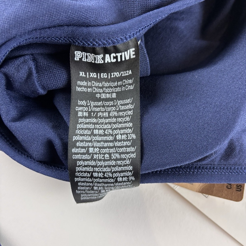 New XL Victoria Secret Pink Active Seamless Full Length Bodysuit Dark Blue - Picture 10 of 10